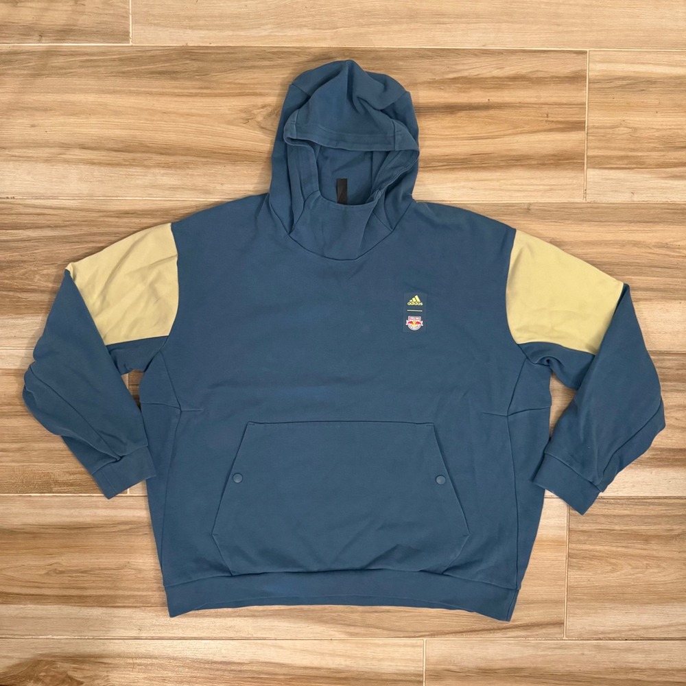 Adidas New York Red Bulls Soccer Hoodie Mens XL Blue Yellow Colorblock Pullover